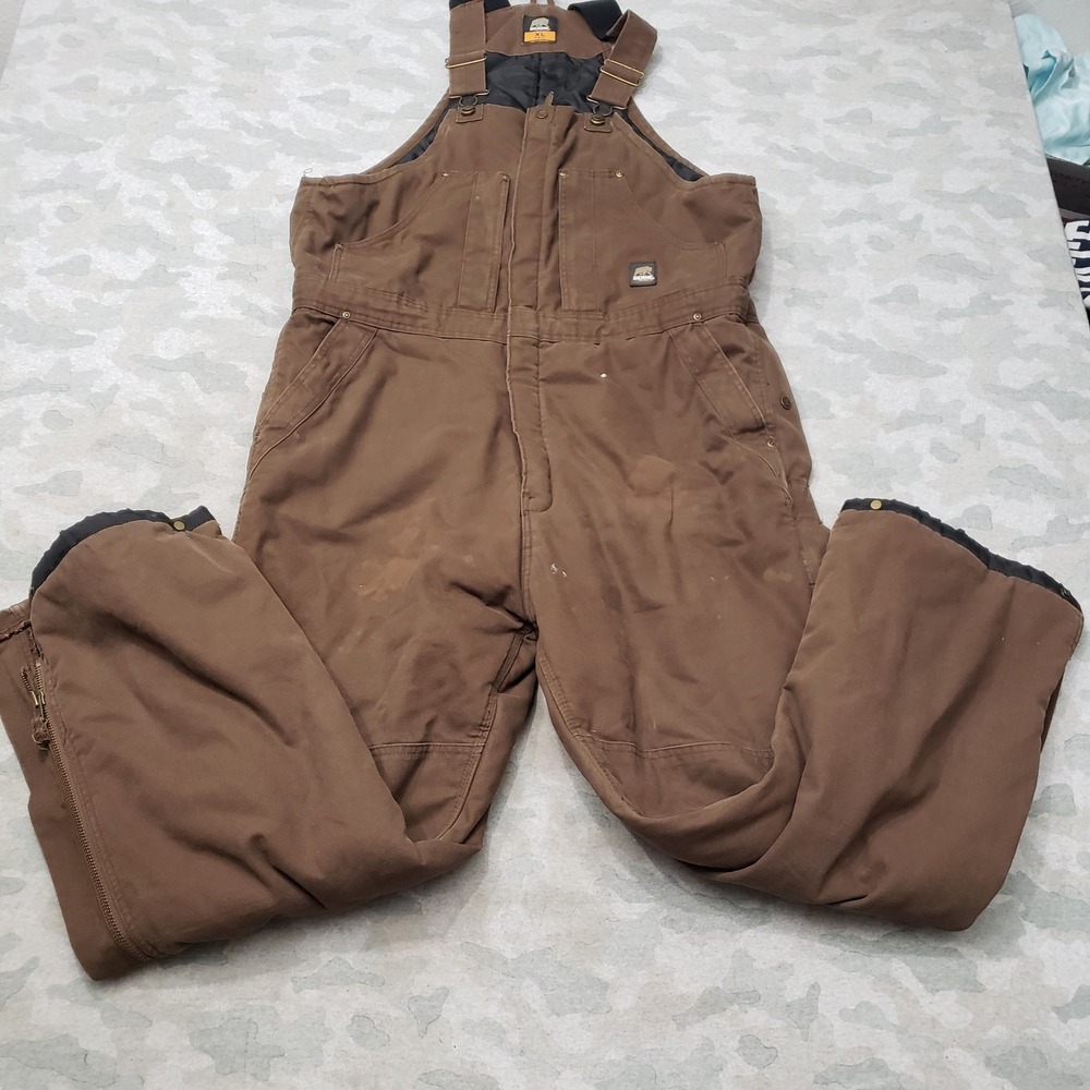 Berne Bib Overalls Mens XL Tall Brown Insulated Canvas Duck Quilt Lined Workwear